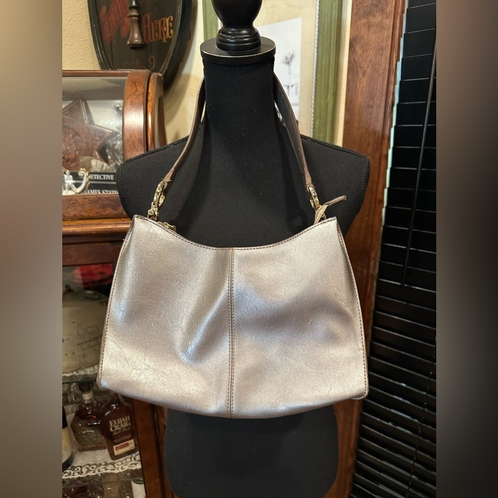 Liz Claiborne Metallic Silver Faux Leather Handbag